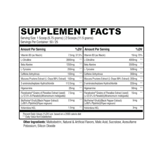 Condemned convict 50 nutrition table