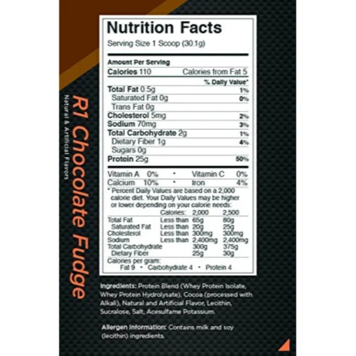 RULE 1 ISOLATE NUTRITION TABLE